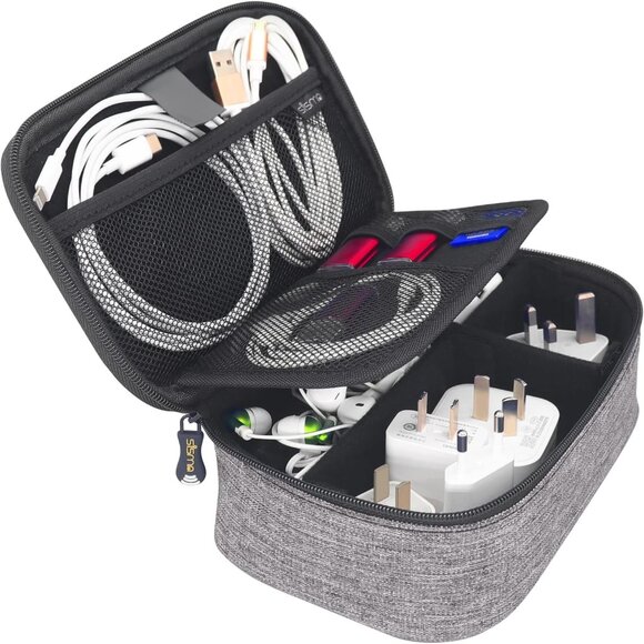 Travel Electronics Organizer Small Carrying Case for Cables Phone Chargers USB P - Picture 5 of 9